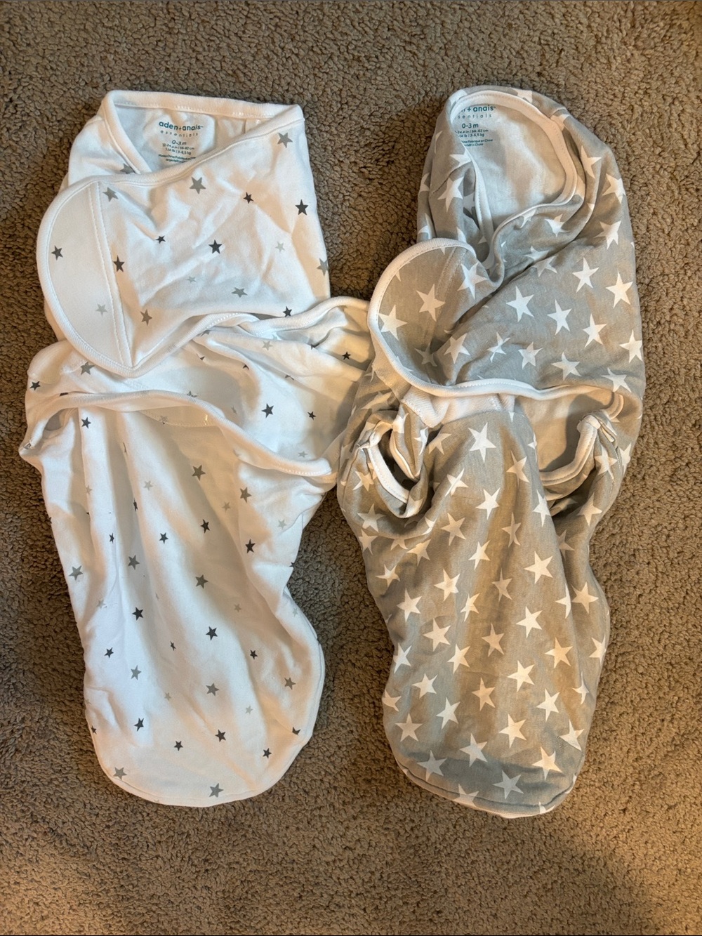 aden + anais Star Print Sleep Sacks - White & Gray